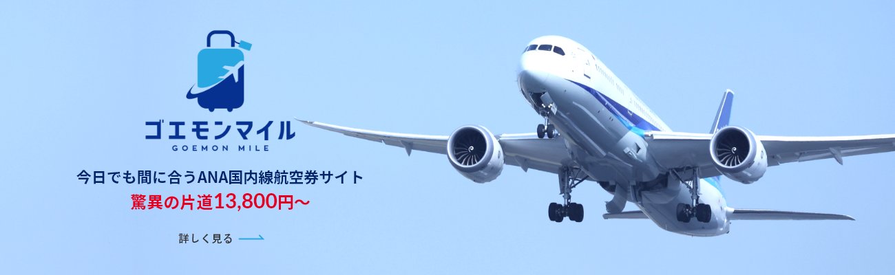 【ゴエモンマイル】ANA・JAL国内線航空券サイト
