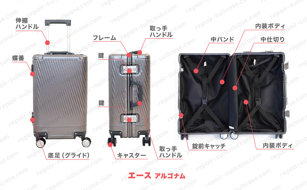 エース アルゴナム（ACE ALGONAM）スーツケース修理のポイントを図解で解説