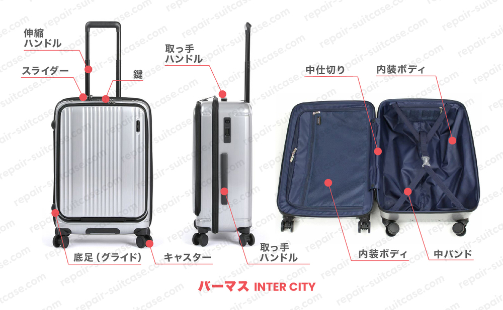 バーマス インターシティ（BERMAS INTERCITY）スーツケース修理のポイントを図解で解説