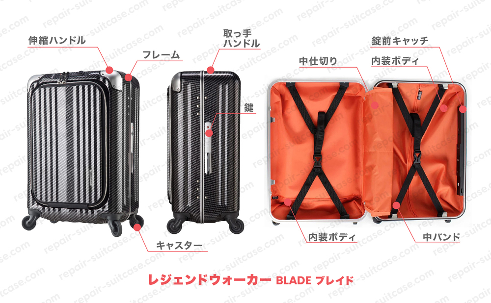 レジェンドウォーカー ブレード（LEGENDWALKER BLADE）スーツケース修理のポイントを図解で解説