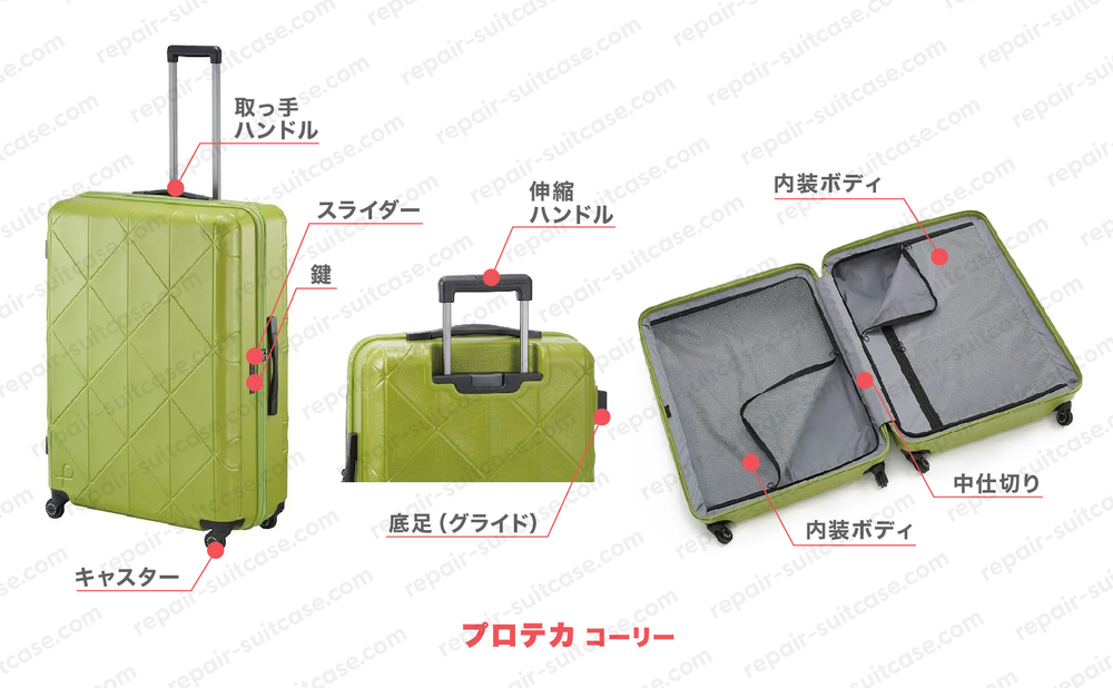 プロテカ コリー（PROTECA CORY）スーツケース修理のポイントを図解で解説