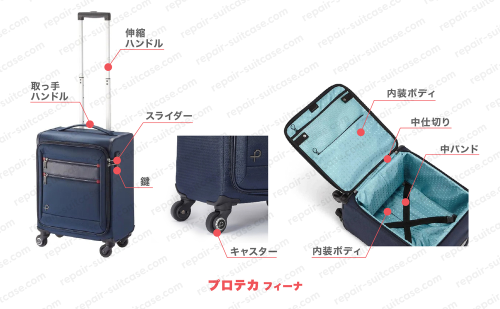 プロテカ フィーナ（PROTECA FINA）スーツケース修理のポイントを図解で解説