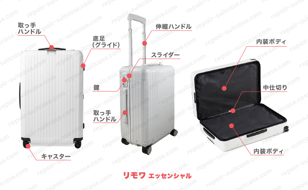 リモワ エッセンシャル（RIMOWA ESSENTIAL）スーツケース修理のポイントを図解で解説