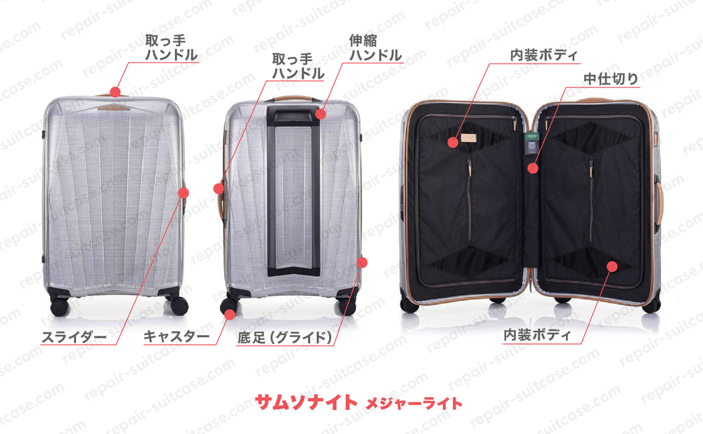 サムソナイト メジャーライト（SAMSONITE MAJOR-LITE）スーツケース修理のポイントを図解で解説