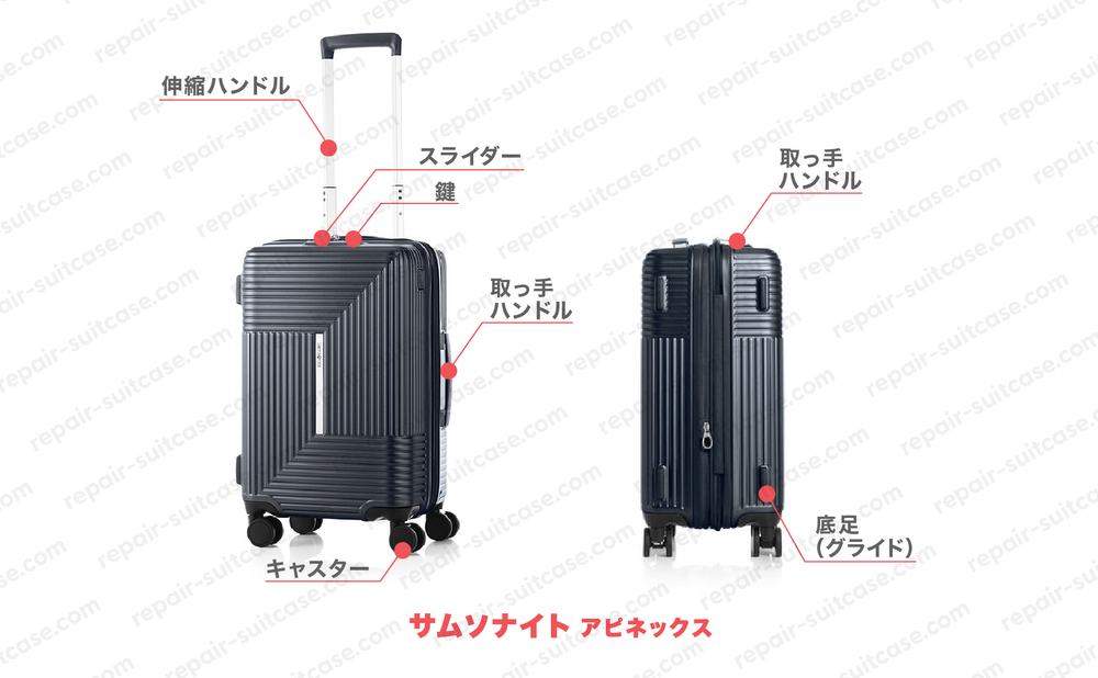 サムソナイト アピネックス（SAMSONITE APINEX）スーツケース修理のポイントを図解で解説